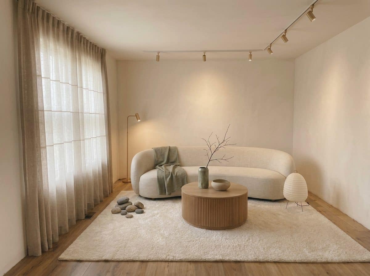 The same room restyled as Japandi